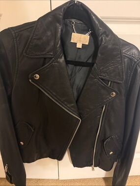 Collection B Black Leather Moto Jacket - Sleek Zip-Front